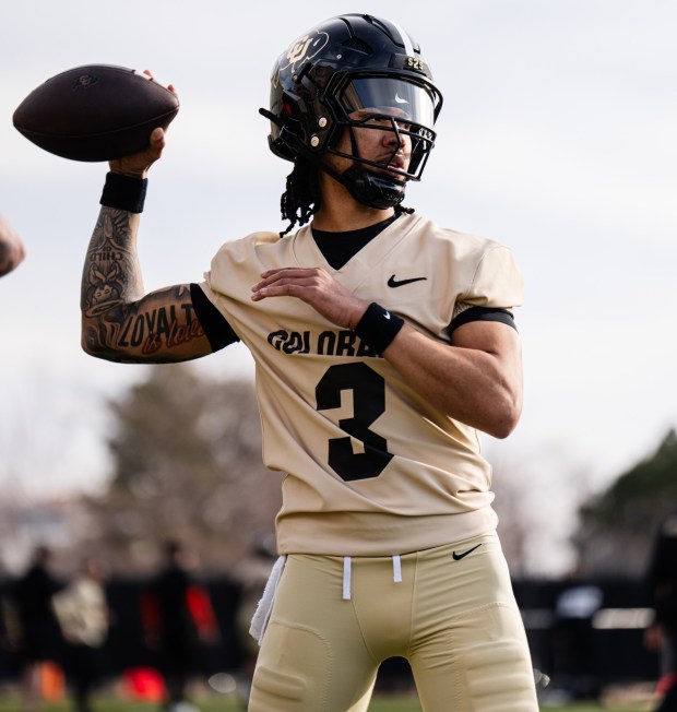 Colorado Buffaloes quarterback Kaidon Salter during the first day of spring football practices on March 11, 2025, in Boulder, Colo. (CU Athletics)