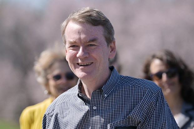 U.S. Sen. Michael Bennet announced his candidacy for Colorado governor during a rally at City Park in Denver on Friday morning, April 11, 2025. The Democrat will seek that party's nomination in 2026. (Photo by Hyoung Chang/The Denver Post)