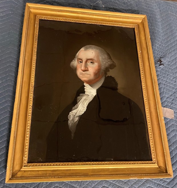 A 200-year-old painting of President George Washington was recovered over a year after it was stolen from an Englewood storage unit, police said on March 31, 2025. (Courtesy of the Englewood Police Department)