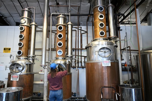 Head distiller Laura Walters works at Ironton Distillery in Denver on April 2, 2025. (Photo by Helen H. Richardson/The Denver Post)