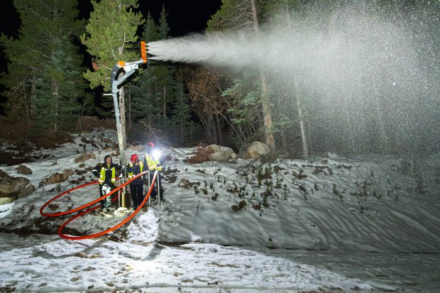 Winter Park Resort has spent $39 million to upgrade its snowmaking equipment. Here, technicians are shown as they crank up the gear in the fall of 2024. (Provided by Winter Park Resort)